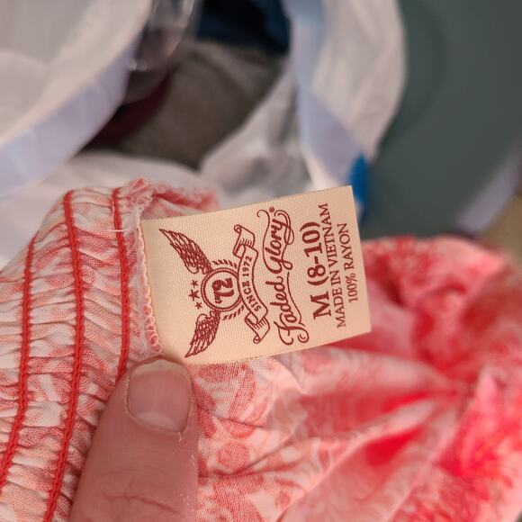 NWT Faded Glory pink white floral print peasant blouse size medium - Picture 9 of 10